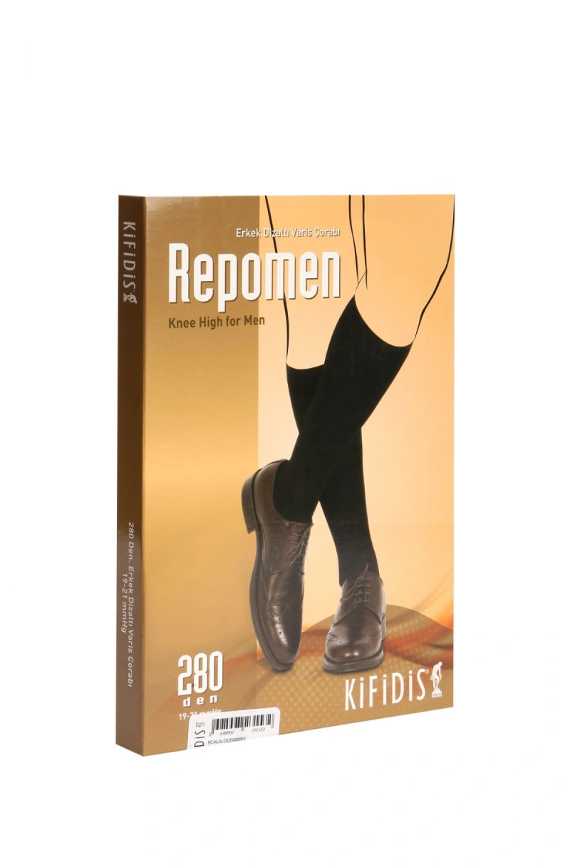 Kifidis 280 Den. 19-21 mmHg Erkek Diz Altı Varis Çorabı (Repomen) Siyah / Black - 3