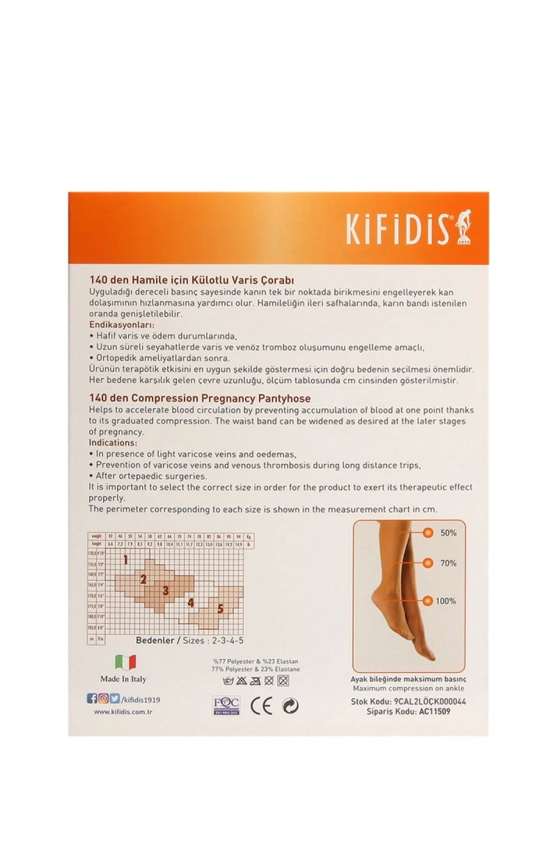 Kifidis 140 Den. 18-20 mmHg Hamile Külotlu Varis Çorabı 21-TEN - 4