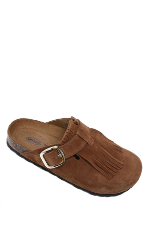 K14742SD Kifidis Soft Step Kadın Süet Deri Sabo Mantar Terlik 36-41 - Kahverengi/Brown, 41