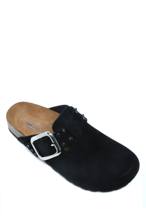 K14653SD Kifidis Soft Step Kadın Süet Deri Sabo Mantar Terlik 36-41 - Siyah/Black, 40