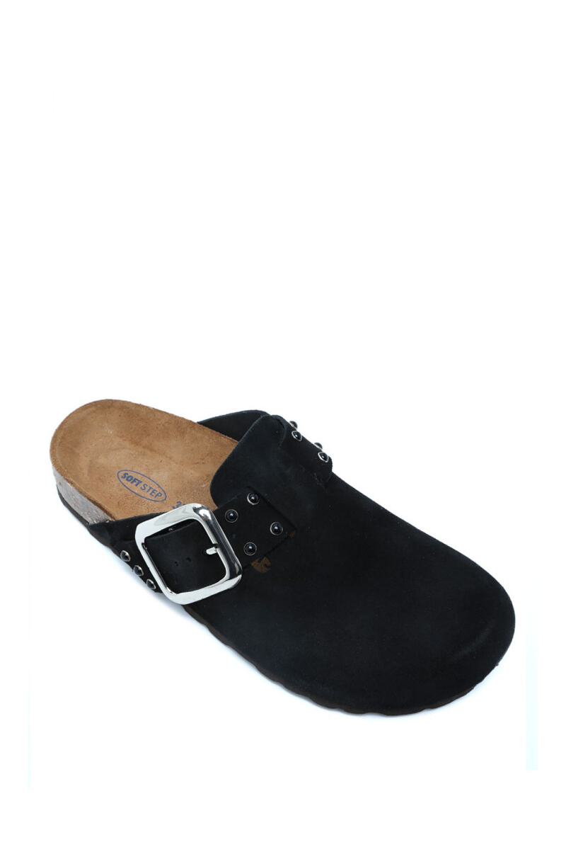 K14653SD Kifidis Soft Step Kadın Süet Deri Sabo Mantar Terlik 36-41 - Siyah/Black, 40